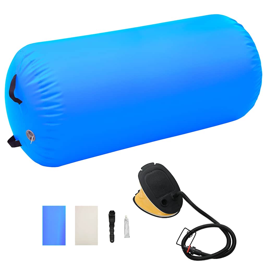 oppustelig gymnastikrulle med pumpe 120x90 cm PVC blå