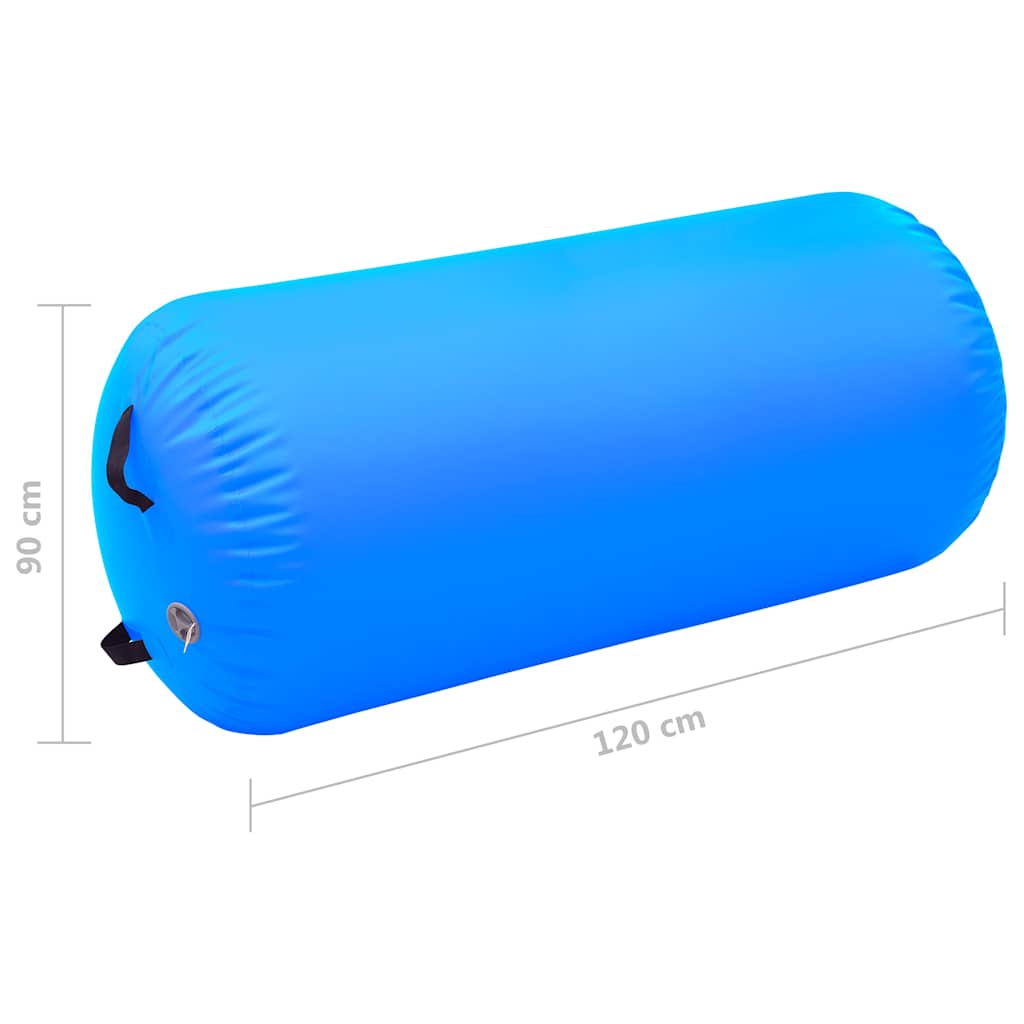 oppustelig gymnastikrulle med pumpe 120x90 cm PVC blå