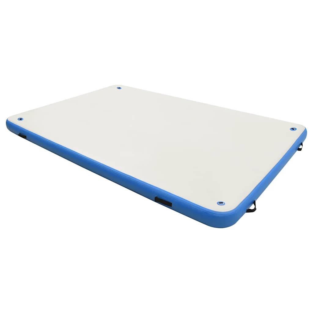 oppustelig platform 300x150x15 cm blå og hvid
