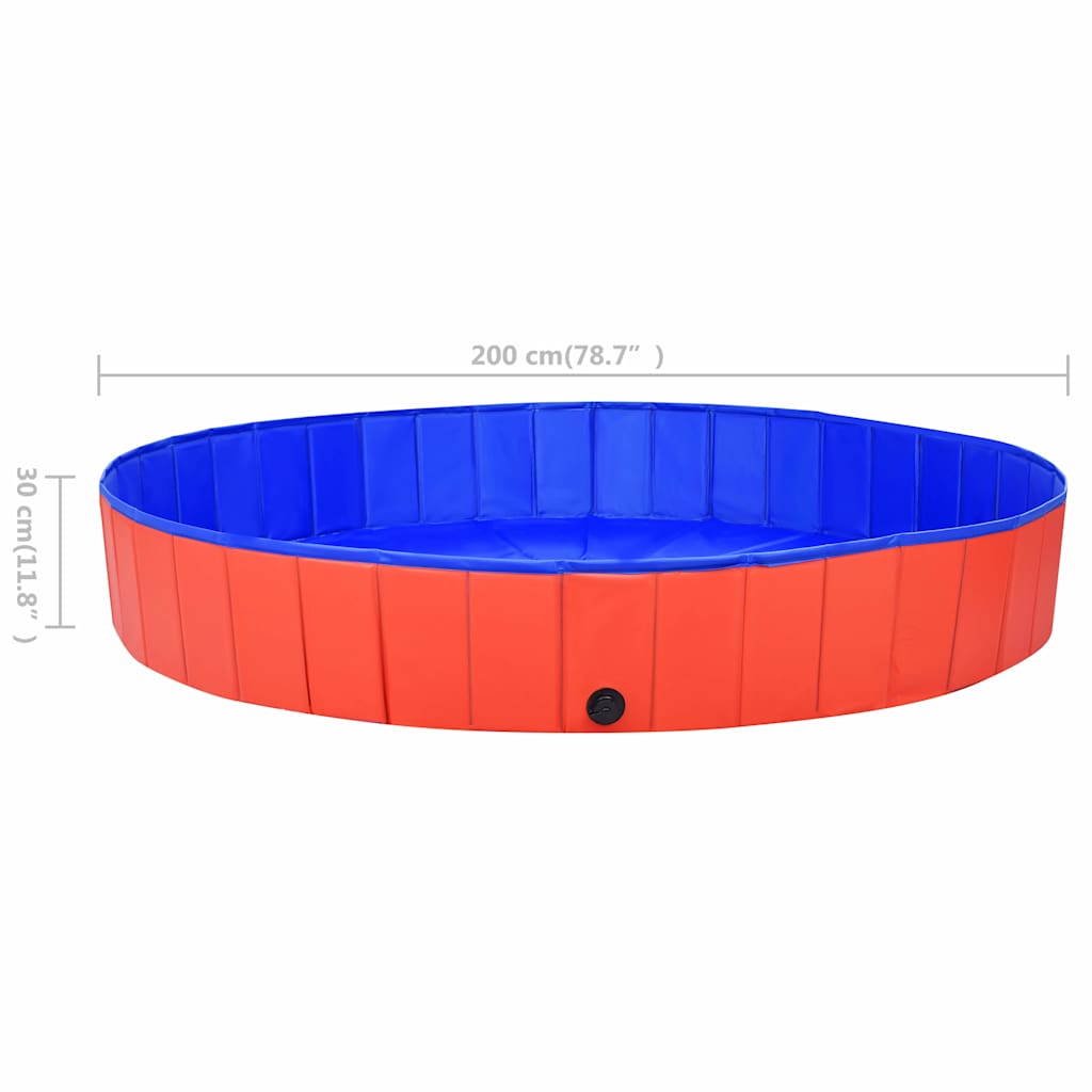 foldbart hundebassin 200x30 cm PVC rød