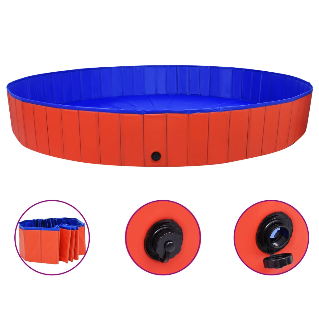 foldbart hundebassin 300x40 cm PVC rød