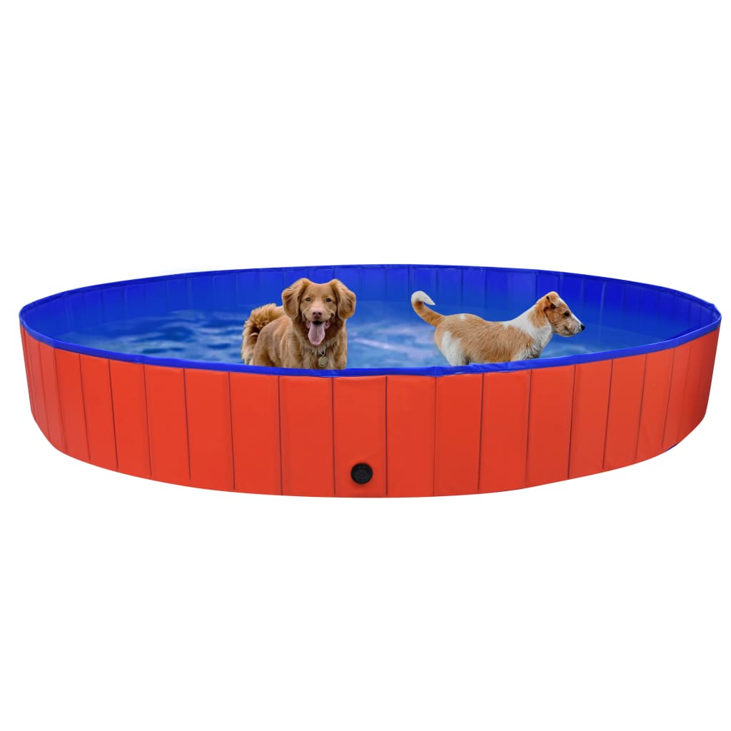 foldbart hundebassin 300x40 cm PVC rød