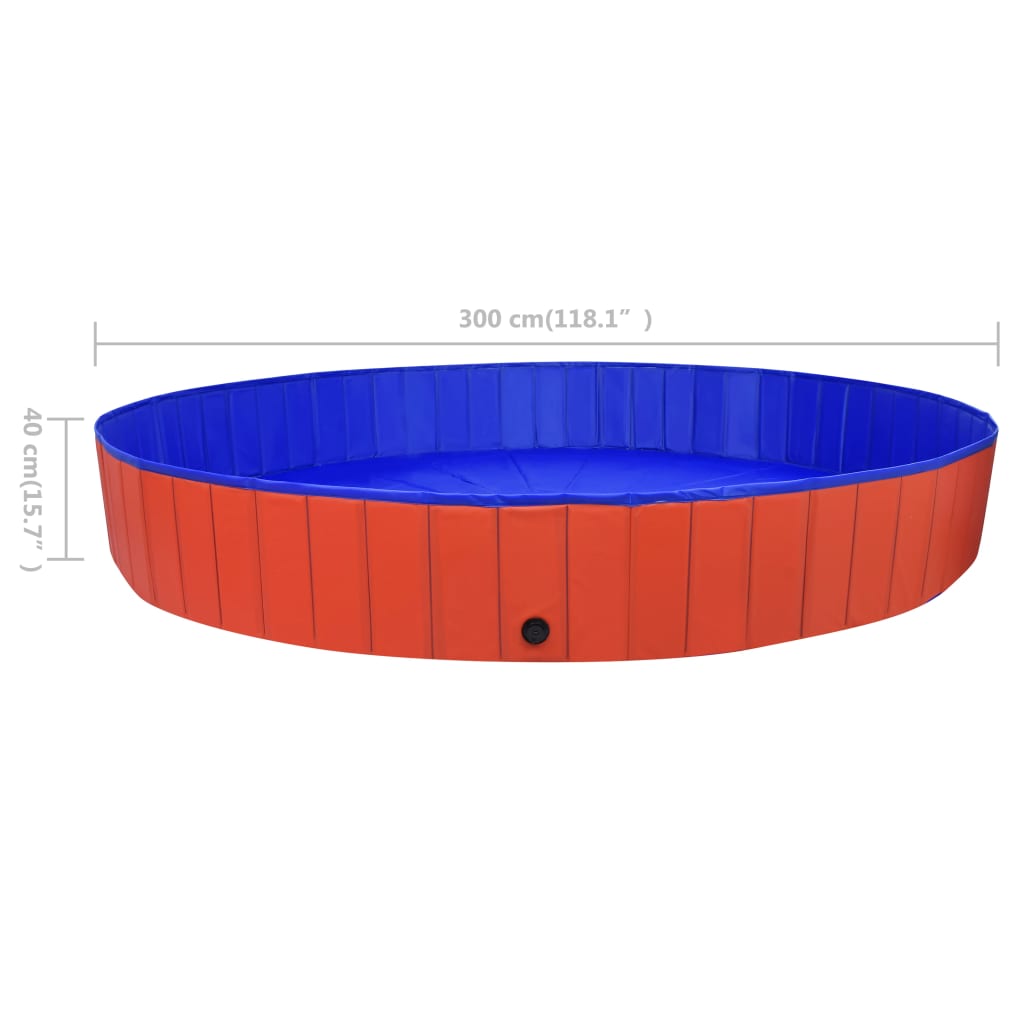foldbart hundebassin 300x40 cm PVC rød