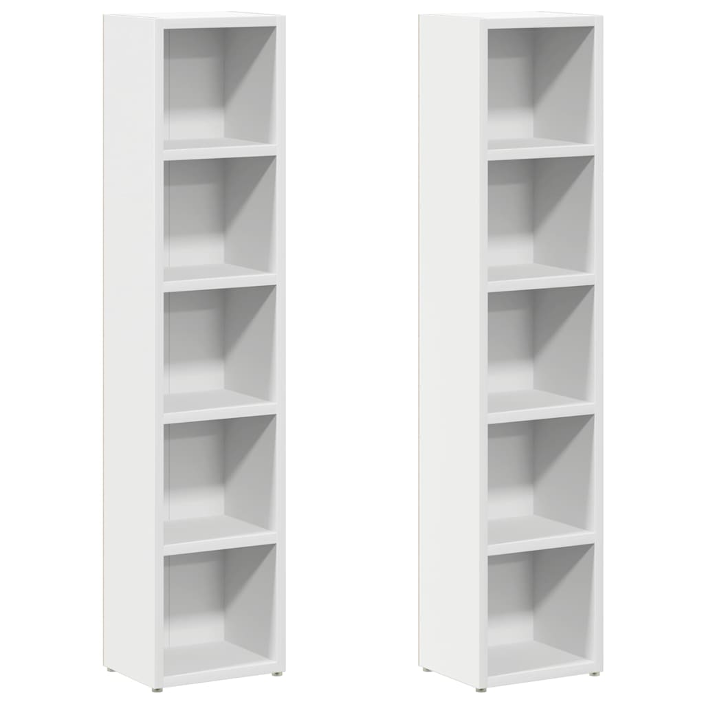 cd-reoler 2 stk. 21x16x93,5 cm konstrueret træ hvid