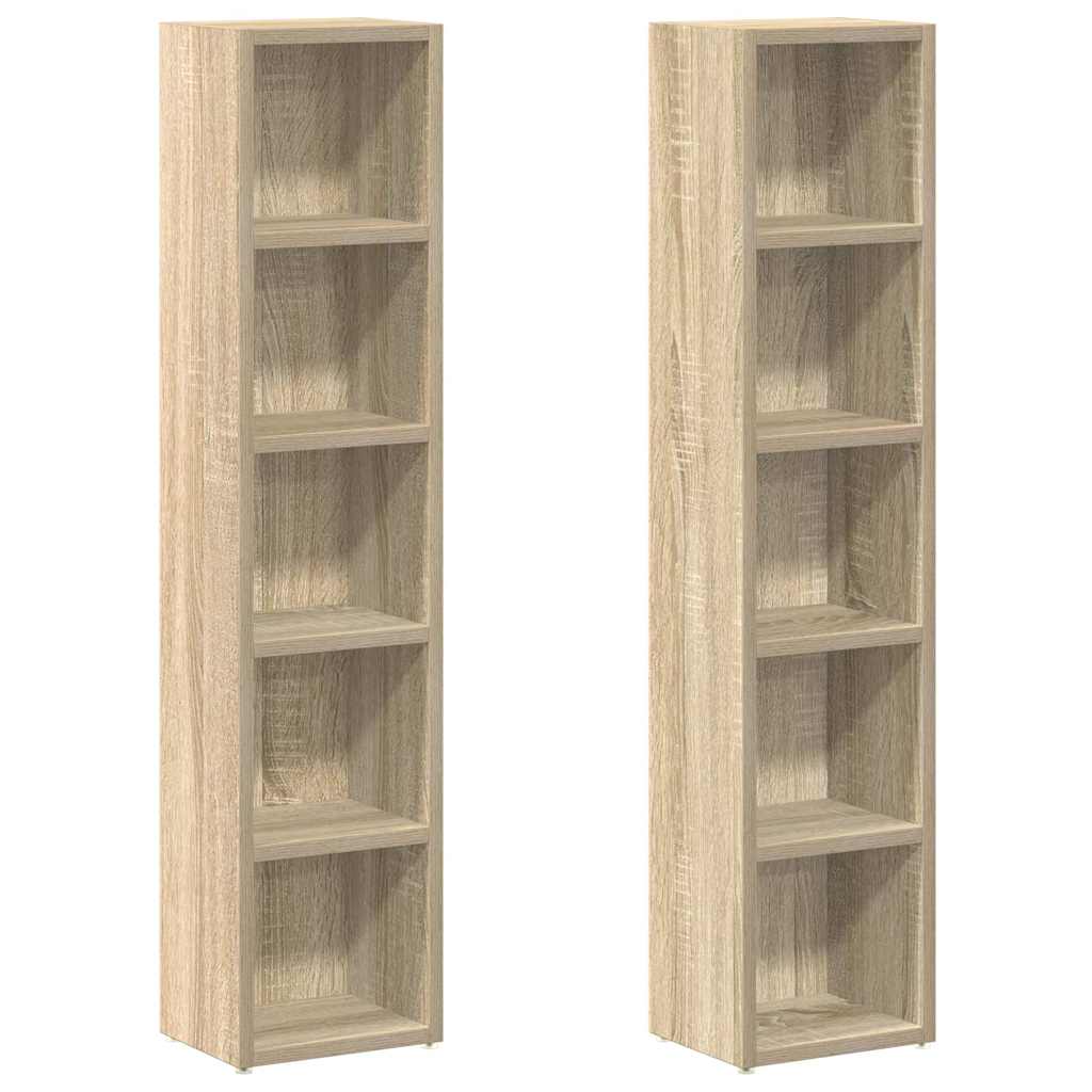CD-reoler 2 stk. 21x16x93,5 cm spånplade sonoma-eg
