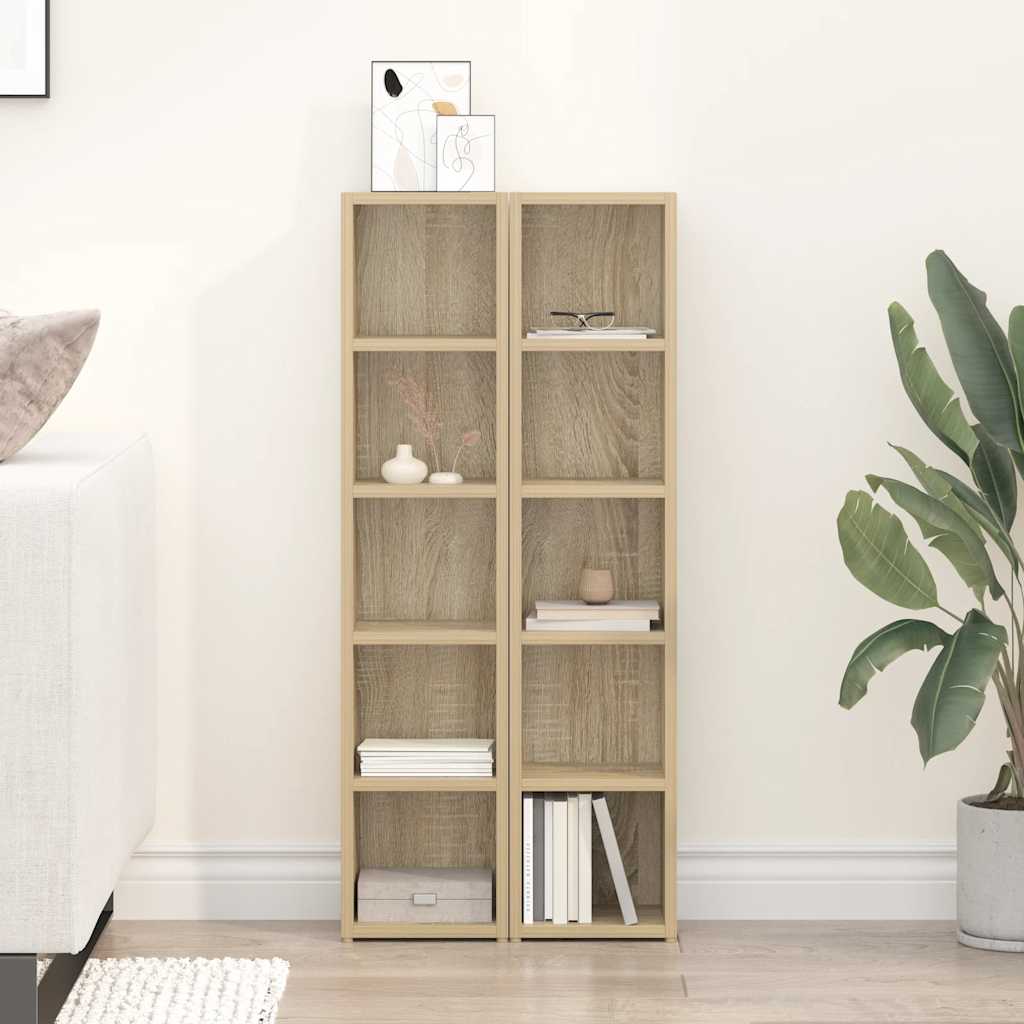 CD-reoler 2 stk. 21x16x93,5 cm spånplade sonoma-eg