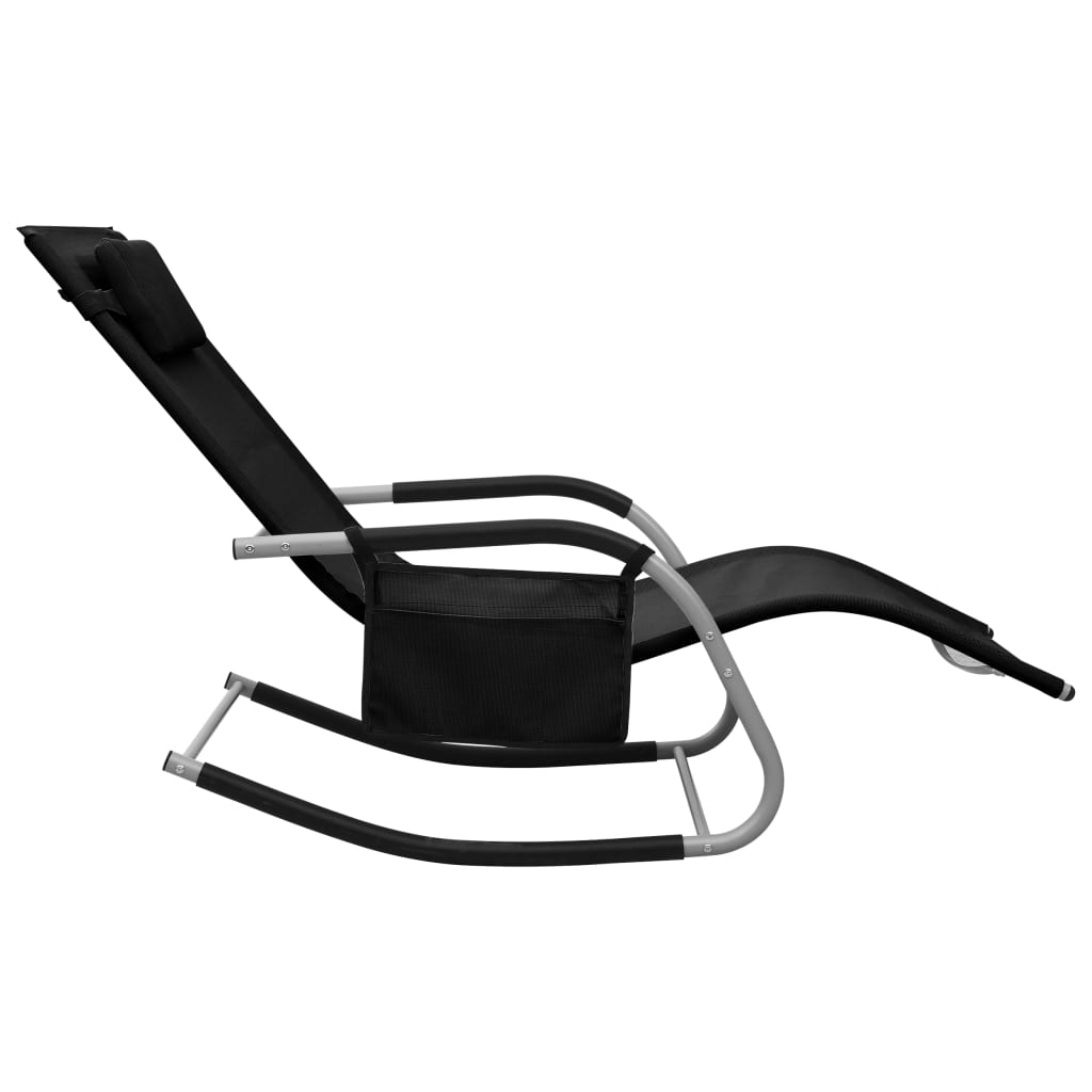 liggestol textilene sort og grå