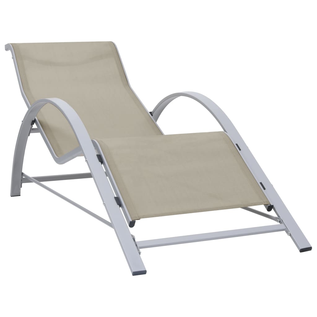 liggestol textilene og aluminium cremefarvet