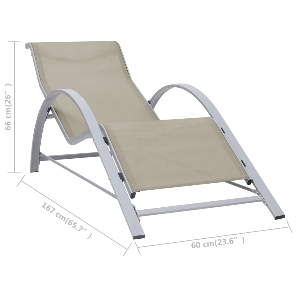 liggestol textilene og aluminium cremefarvet