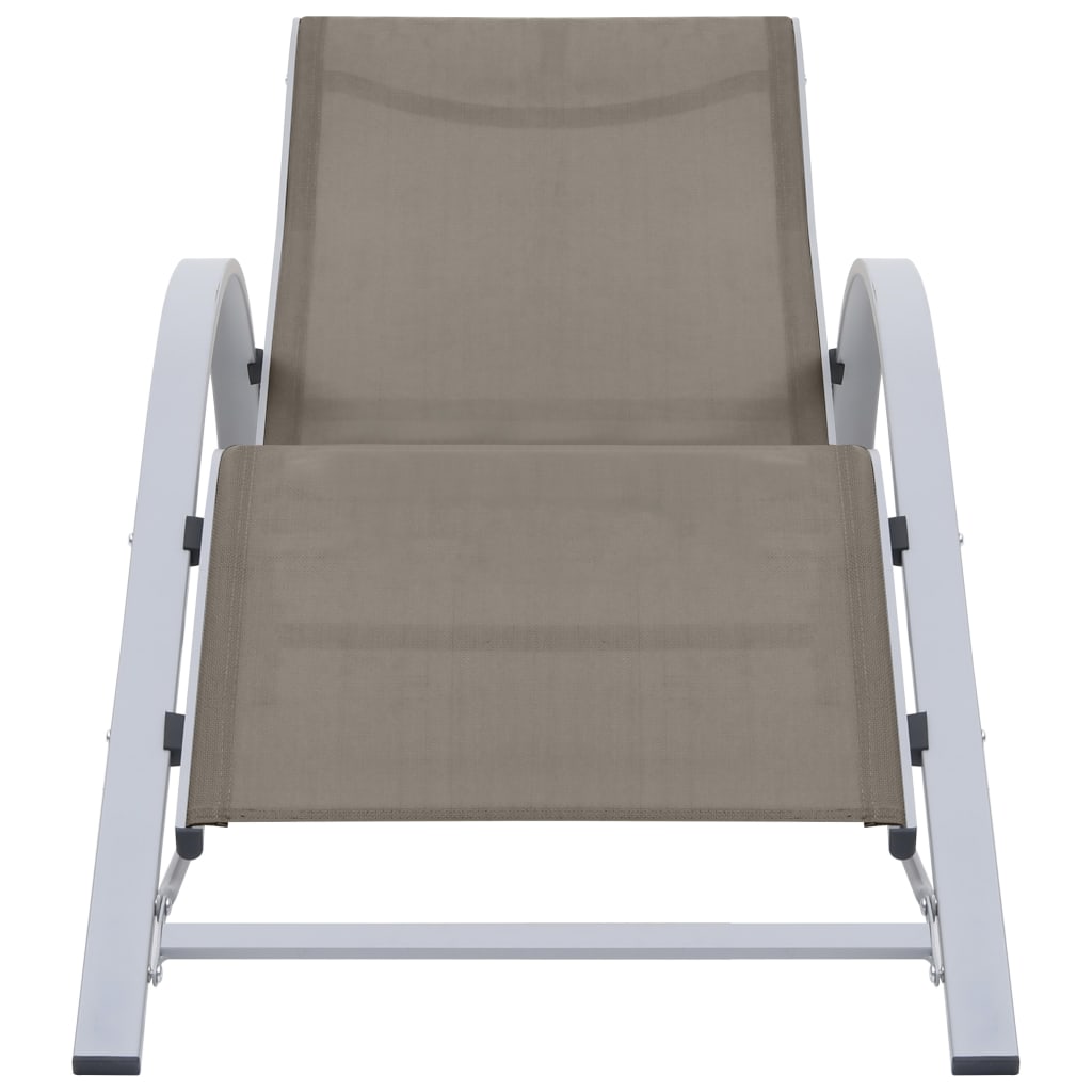 liggestole 2 stk. med bord aluminium gråbrun