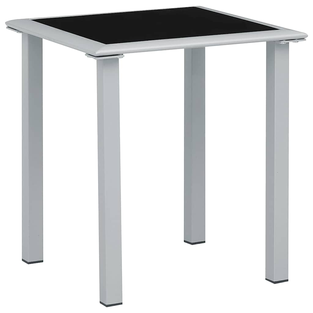 havebord 41x41x45 cm stål og glas sort og sølvfarvet