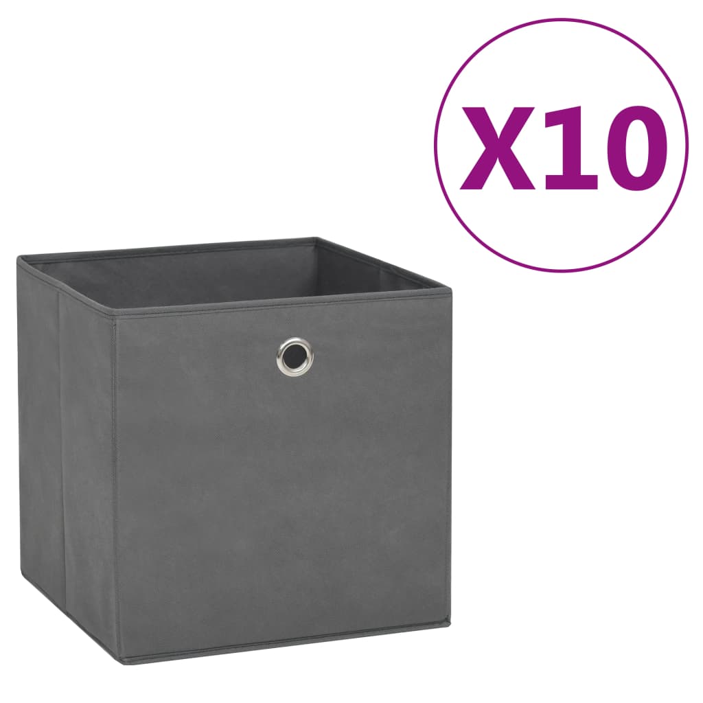 opbevaringskasser 10 stk. ikke-vævet stof 28x28x28 cm grå
