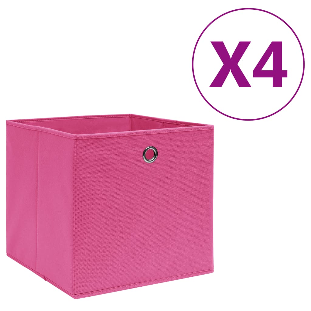 opbevaringskasser 4 stk. ikke-vævet stof 28x28x28 cm pink