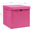 opbevaringskasser med låg 4 stk. 28x28x28 cm pink