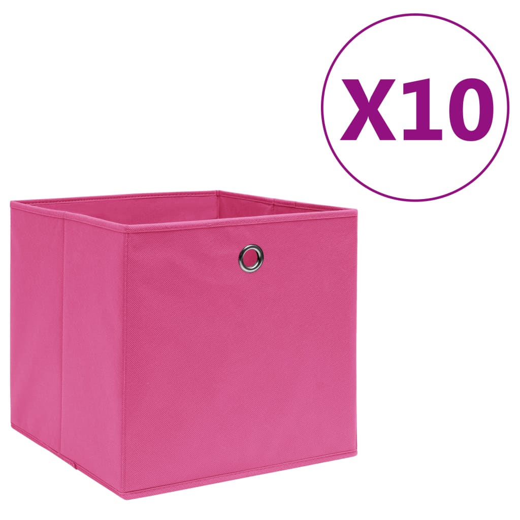 opbevaringskasser 10 stk. ikke-vævet stof 28x28x28 cm pink