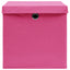 opbevaringskasser med låg 10 stk. 28x28x28 cm pink