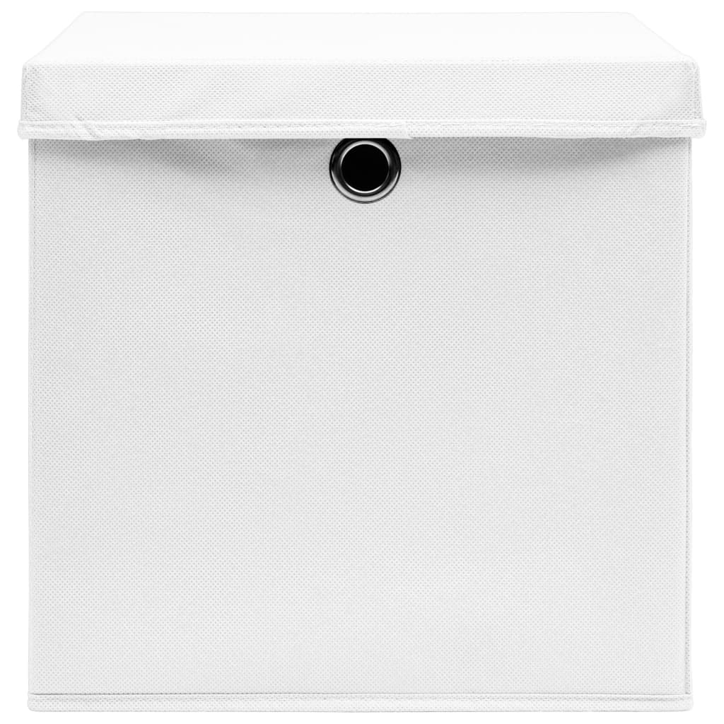 opbevaringskasser med låg 10 stk. 28x28x28 cm hvid