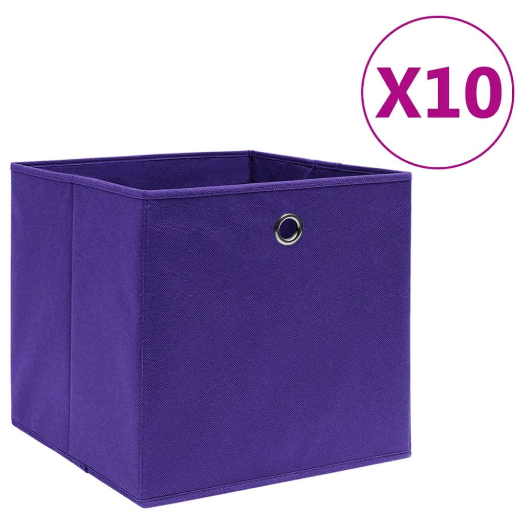opbevaringskasser 10 stk. ikke-vævet stof 28x28x28 cm lilla