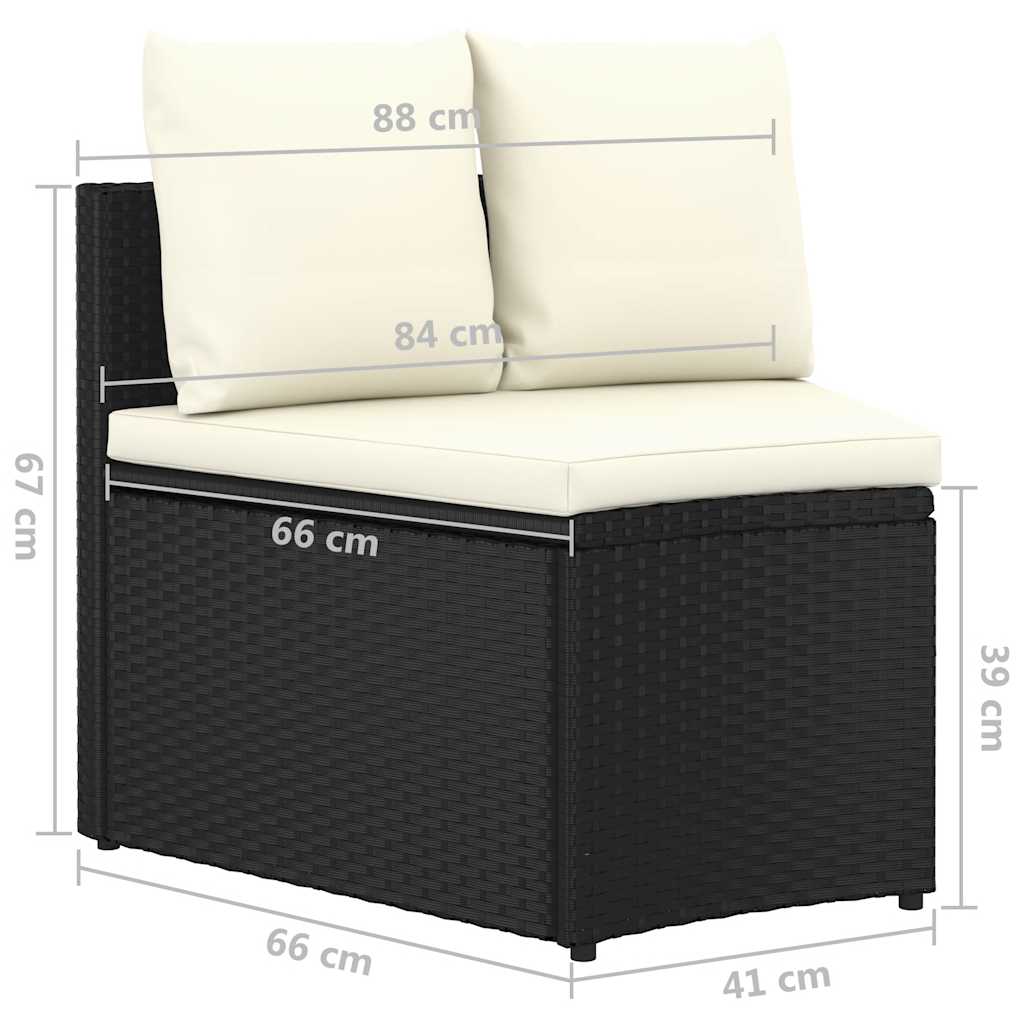 sofasæt til haven 2 dele med hynder polyrattan sort