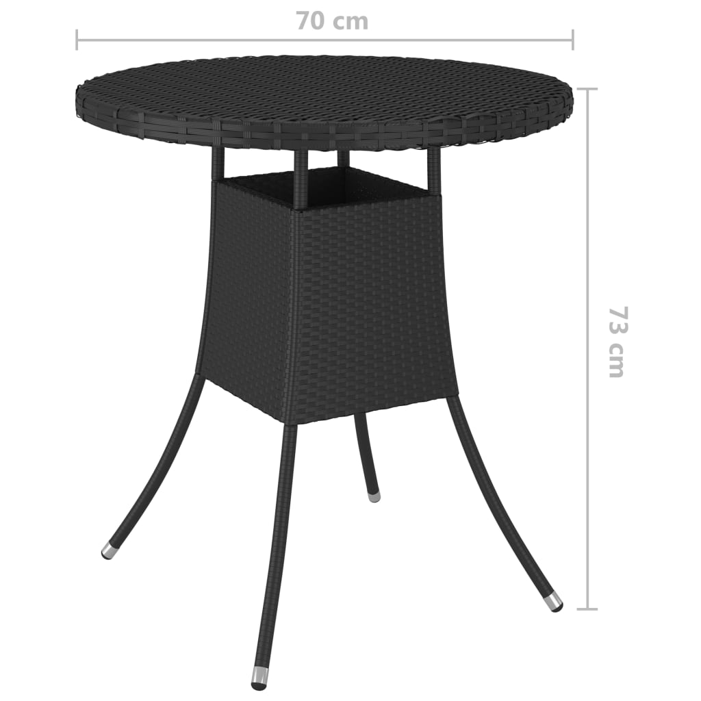 havebord 70x70x73 cm polyrattan sort