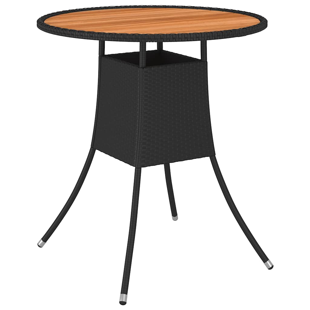 spisebord til haven Ø70 cm polyrattan og massivt akacietræ sort