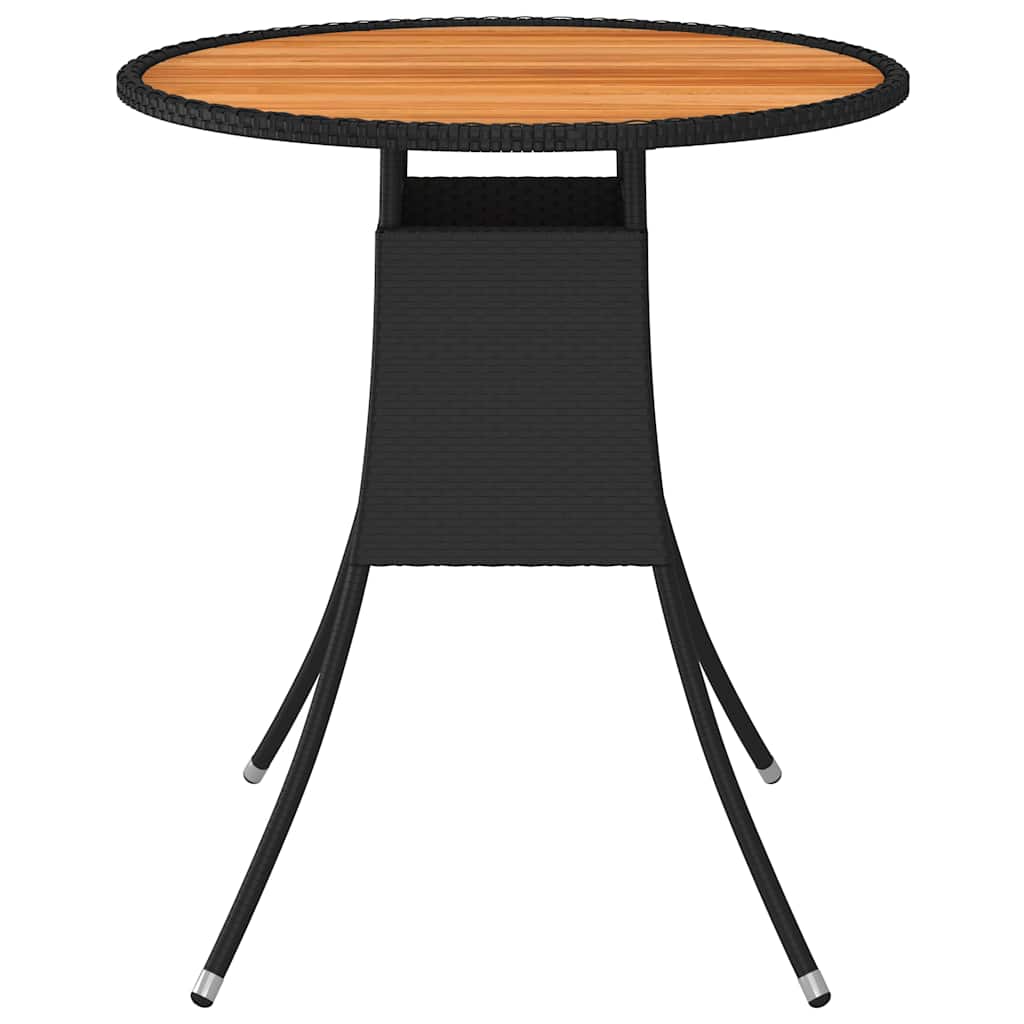 spisebord til haven Ø70 cm polyrattan og massivt akacietræ sort