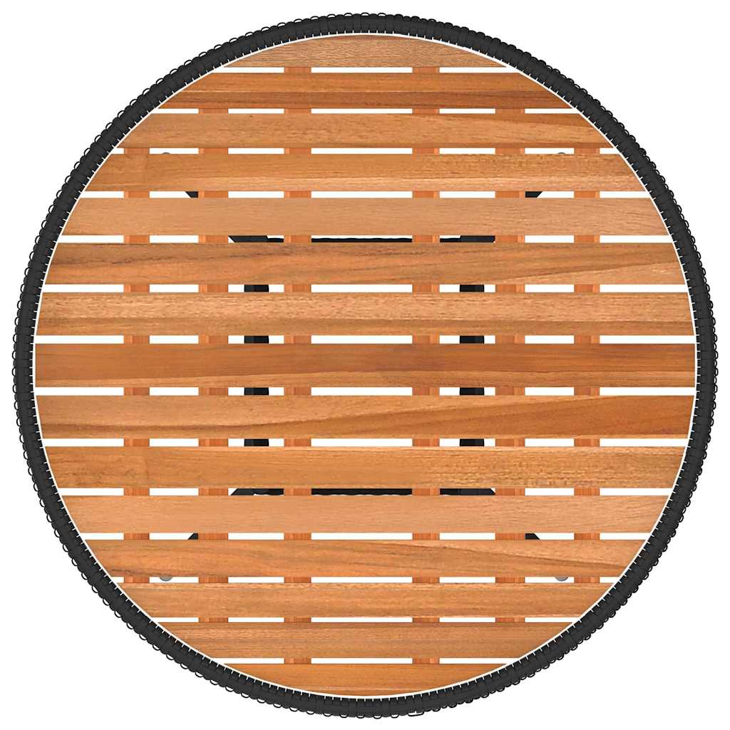 spisebord til haven Ø70 cm polyrattan og massivt akacietræ sort