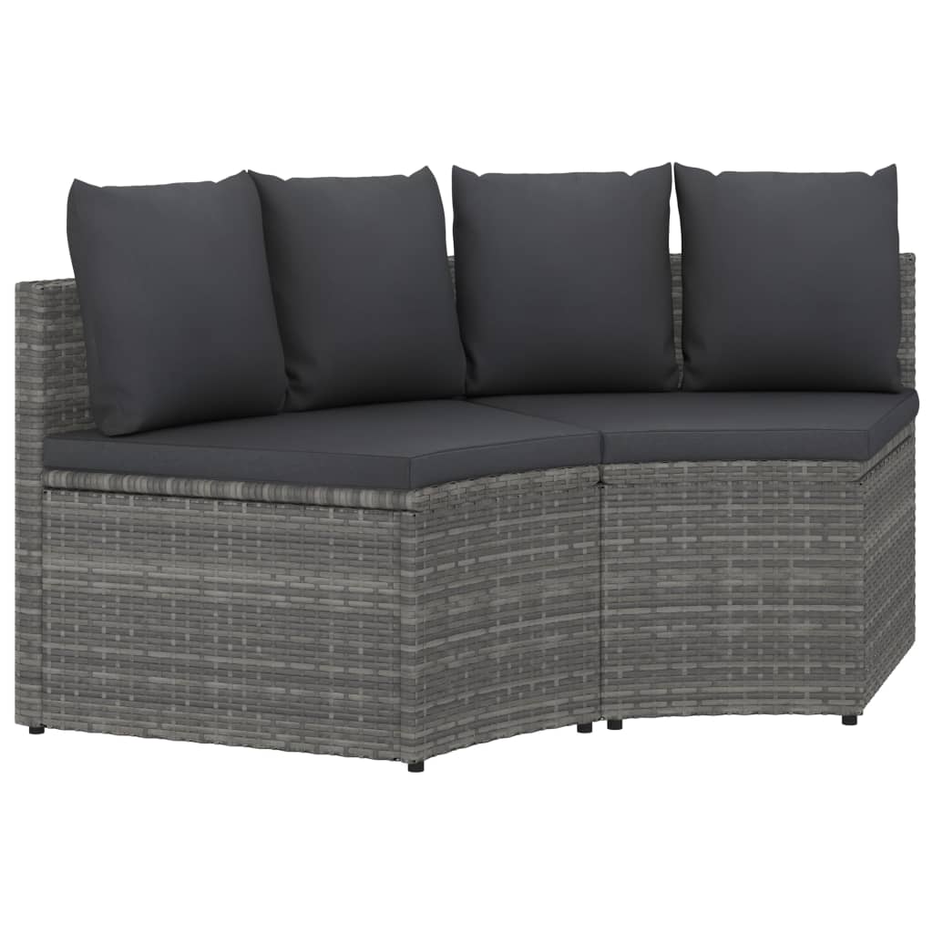 sofasæt til haven 2 dele med hynder polyrattan grå