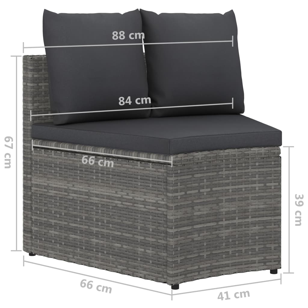 sofasæt til haven 2 dele med hynder polyrattan grå