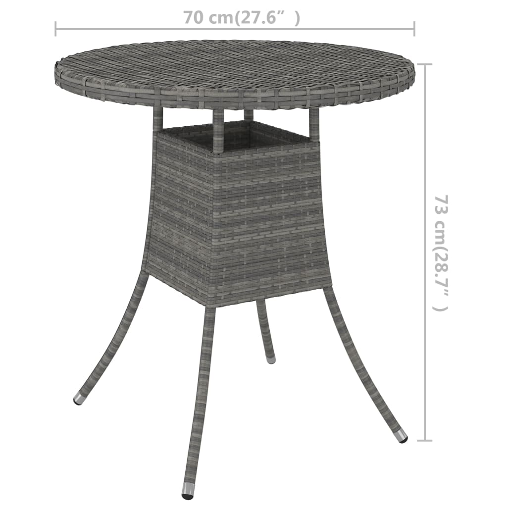havebord 70x70x73 cm polyrattan grå