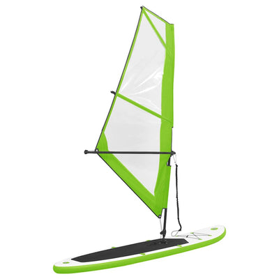 oppusteligt paddleboard med sejl grøn og hvid