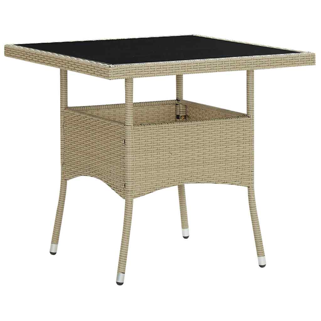 havebord polyrattan og glas beige