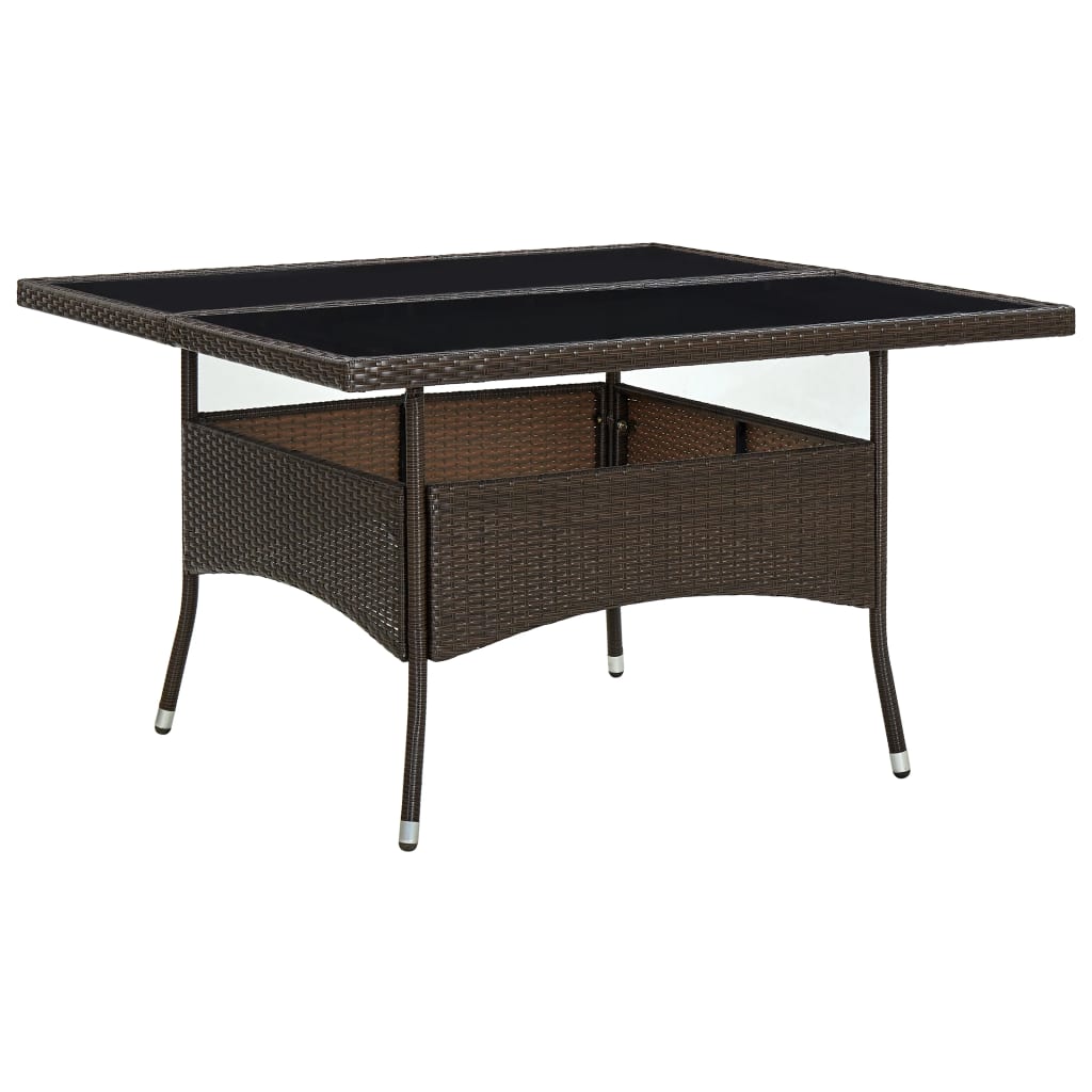 havebord polyrattan og glas brun