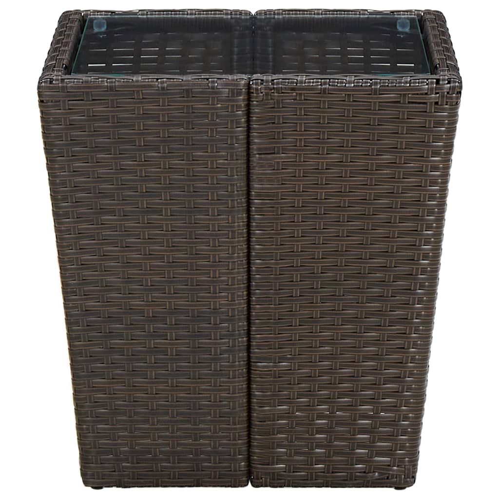 tebord 41,5x41,5x44 cm polyrattan og hærdet glas brun