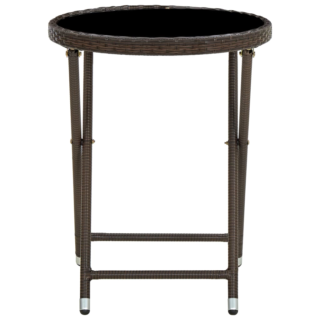 tebord 60 cm polyrattan og hærdet glas brun
