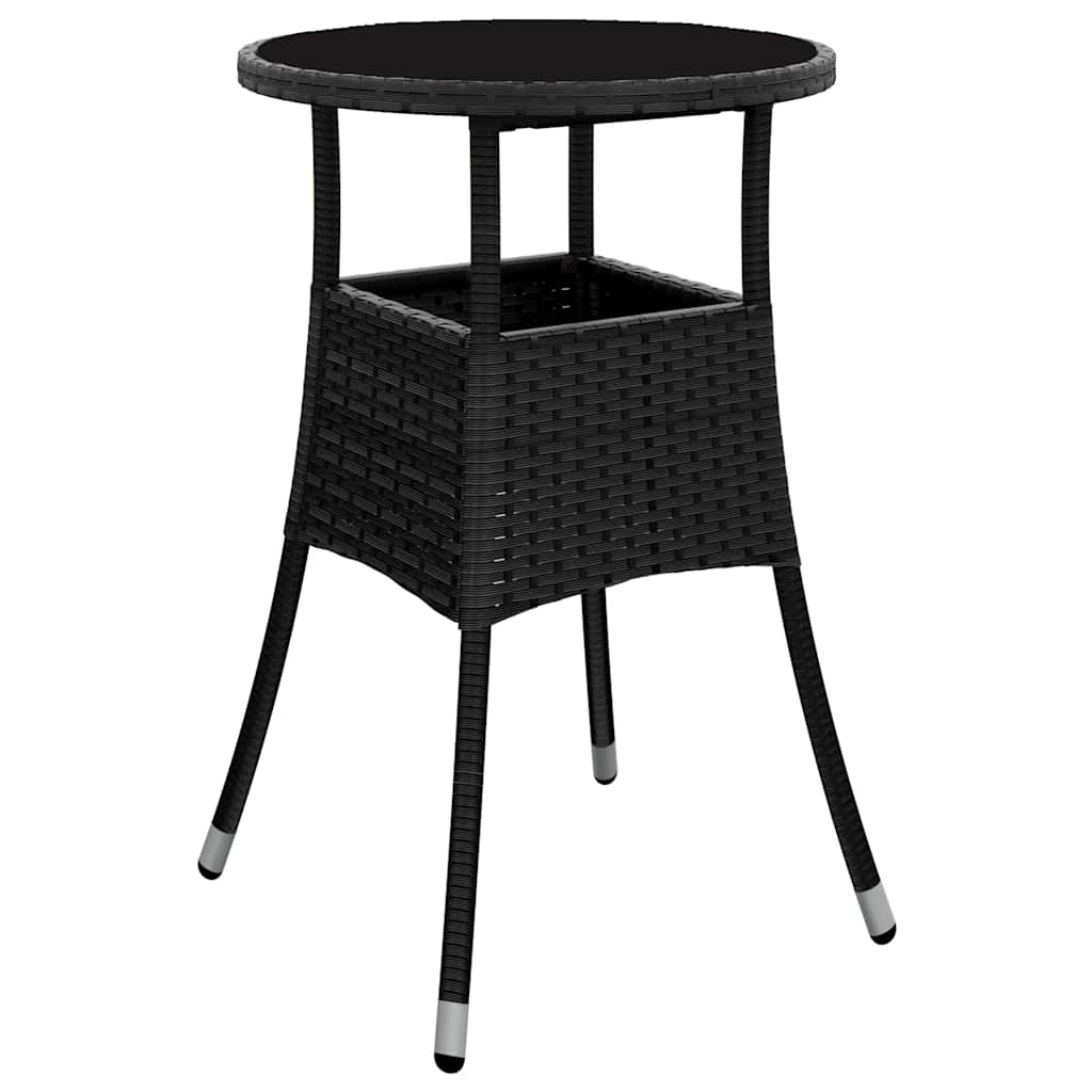 havebord Ø60x75 cm hærdet glas og polyrattan sort