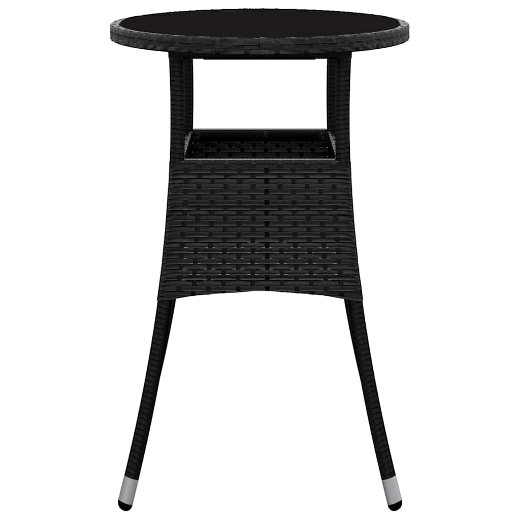 havebord Ø60x75 cm hærdet glas og polyrattan sort