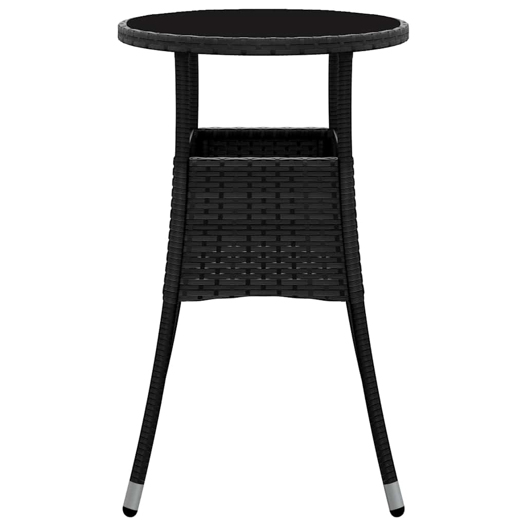 havebord Ø60x75 cm hærdet glas og polyrattan sort
