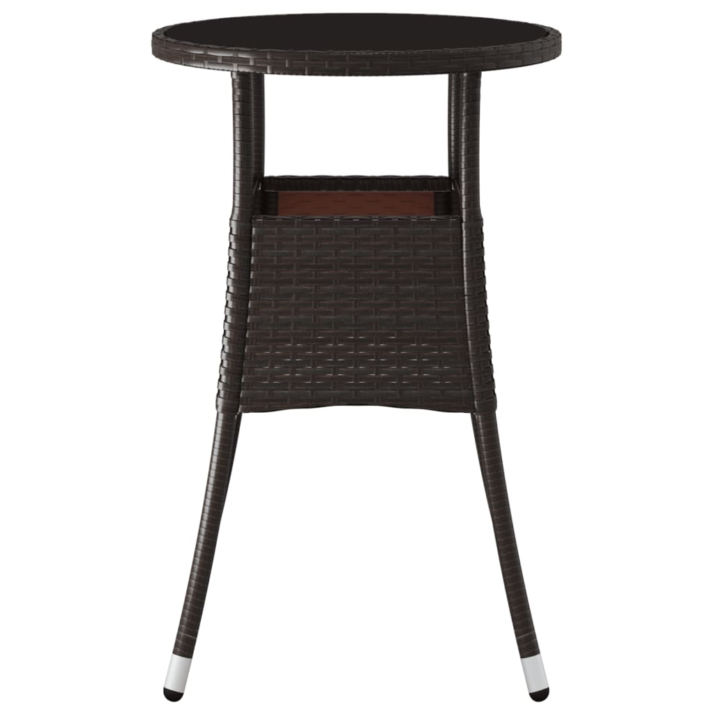havebord Ø60x75 cm hærdet glas og polyrattan brun