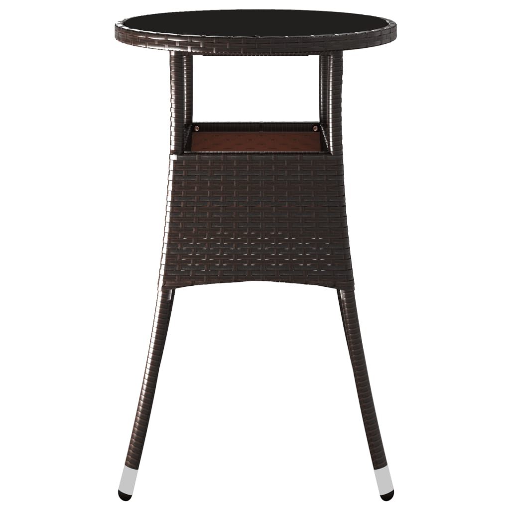 havebord Ø60x75 cm hærdet glas og polyrattan brun