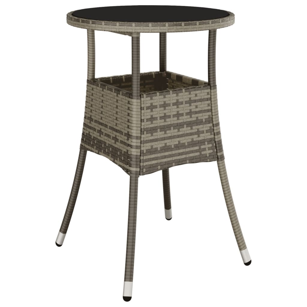 havebord Ø60x75 cm hærdet glas og polyrattan grå