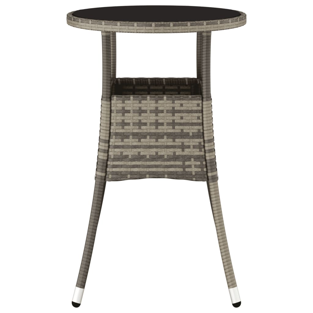 havebord Ø60x75 cm hærdet glas og polyrattan grå