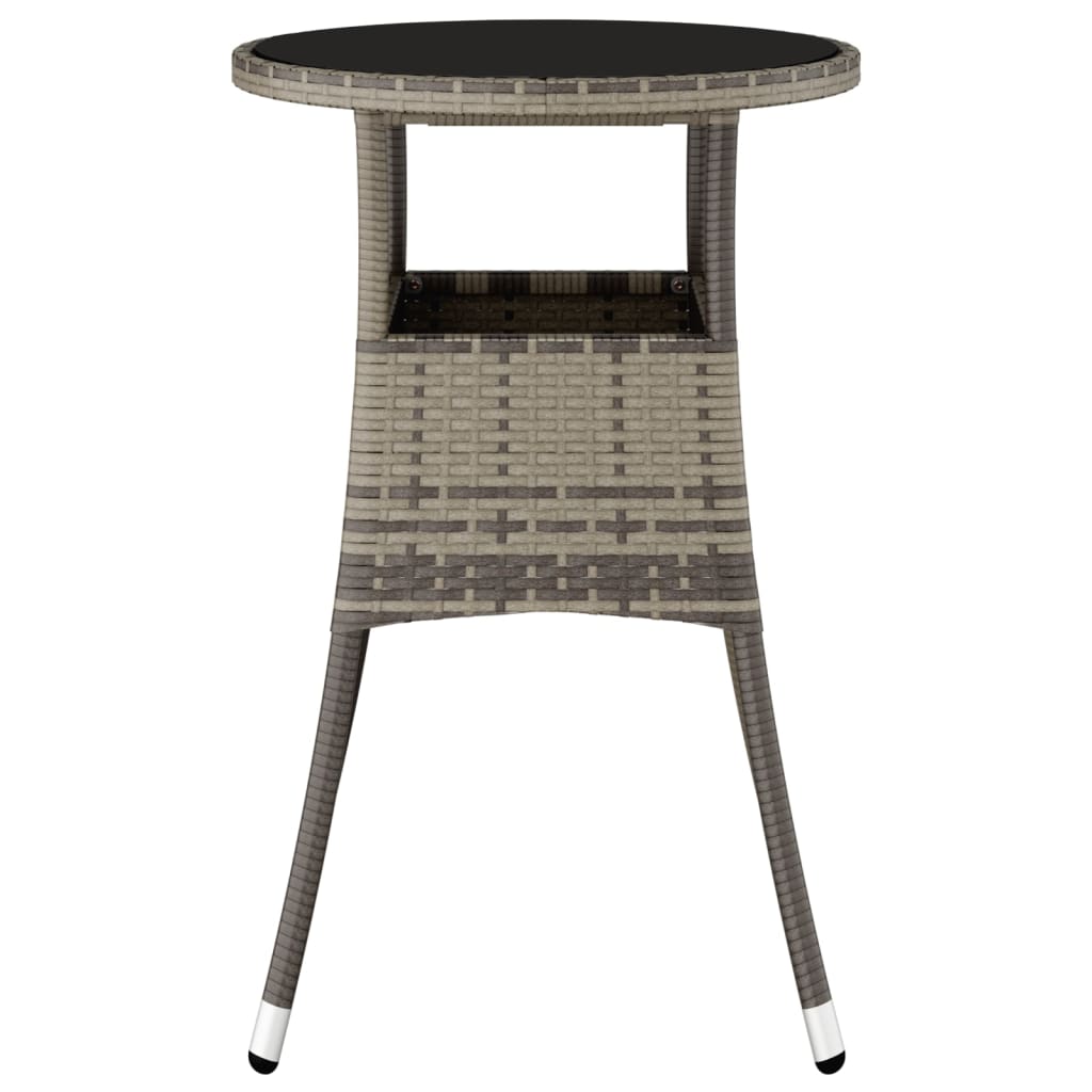 havebord Ø60x75 cm hærdet glas og polyrattan grå