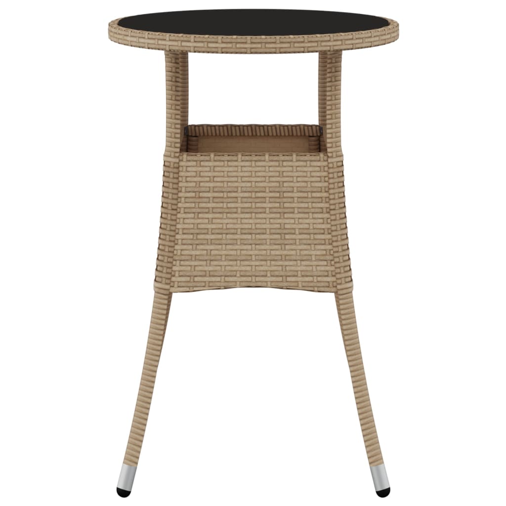 havebord Ø60x75 cm hærdet glas og polyrattan beige