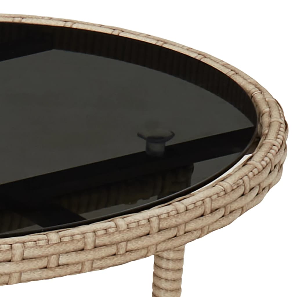 havebord Ø60x75 cm hærdet glas og polyrattan beige