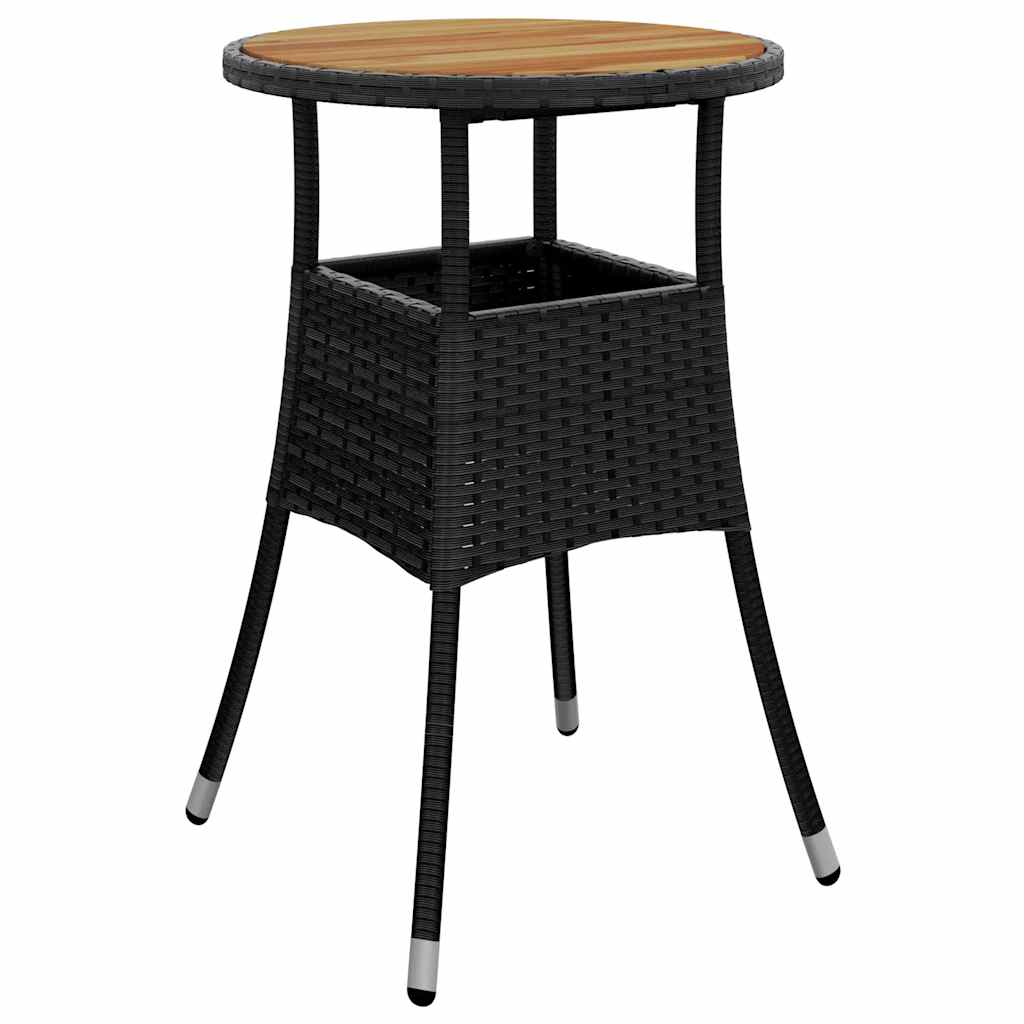 havebord Ø60x75 cm akacietræ og polyrattan sort
