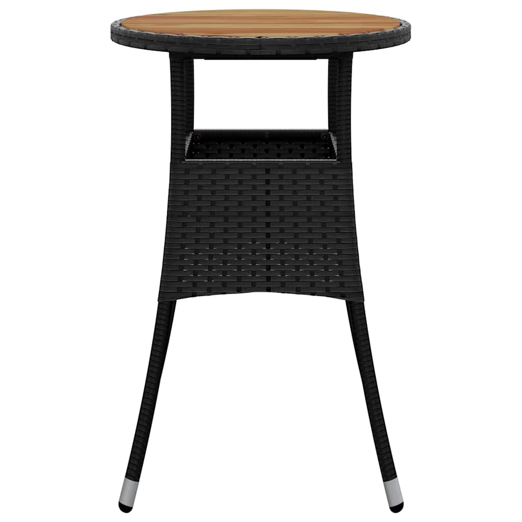 havebord Ø60x75 cm akacietræ og polyrattan sort