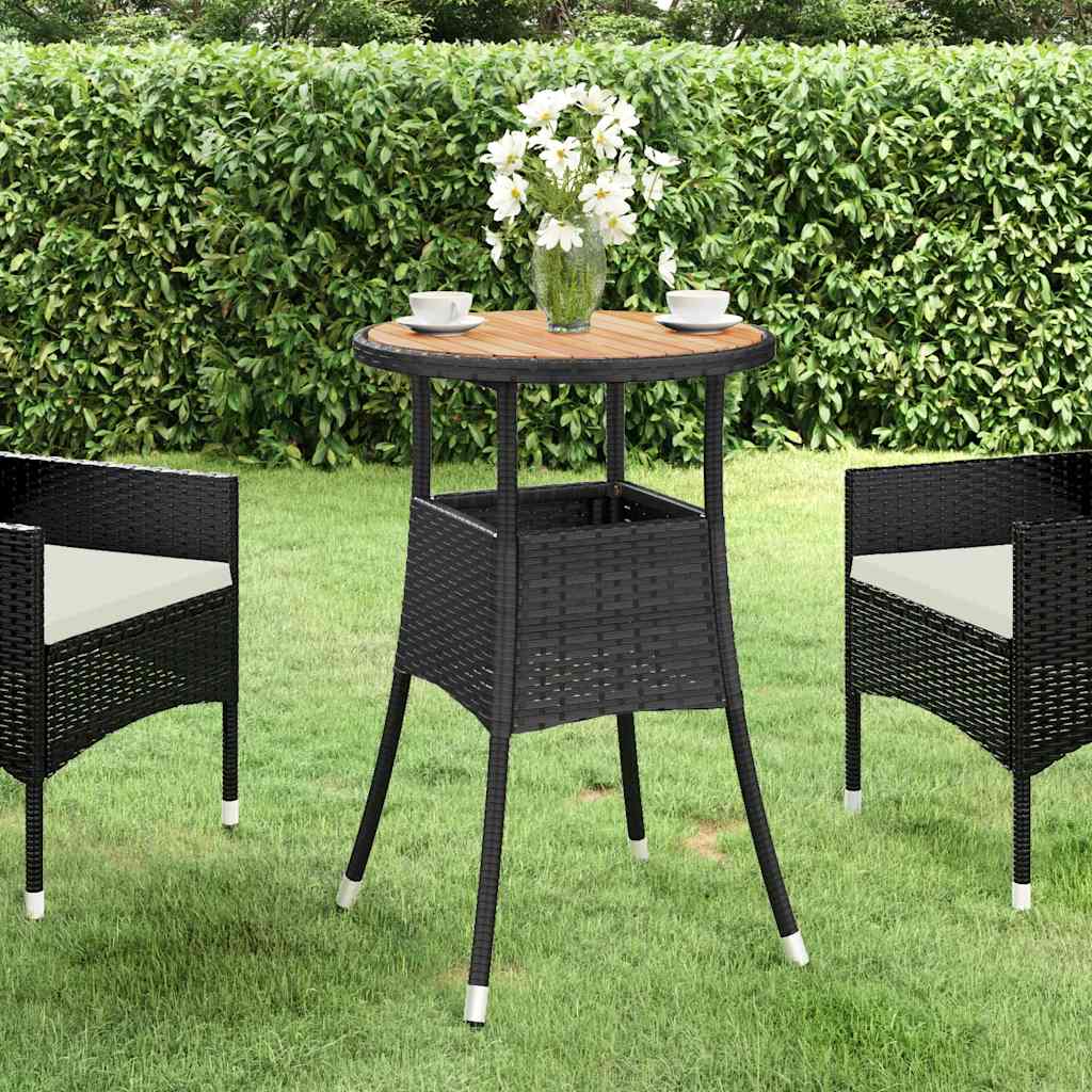havebord Ø60x75 cm akacietræ og polyrattan sort