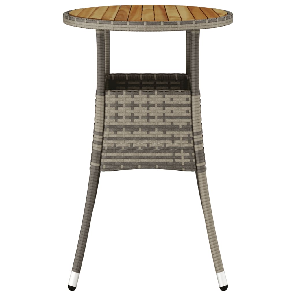 havebord Ø60x75 cm akacietræ og polyrattan grå