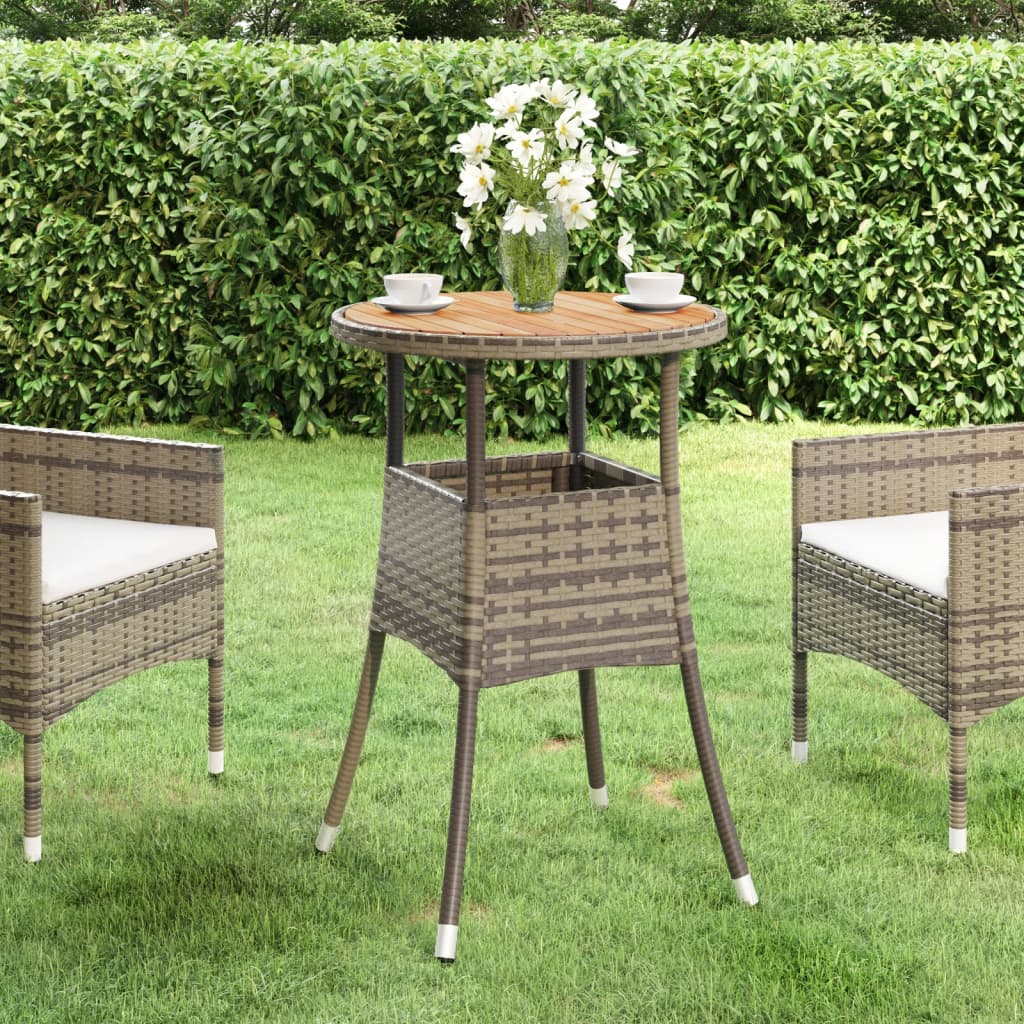 havebord Ø60x75 cm akacietræ og polyrattan grå